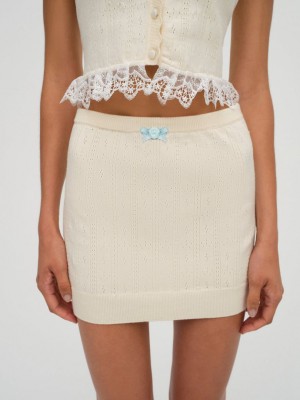 Beige For Love & Lemons Daniela Knit Mini Skirt | US-HSGQ82497