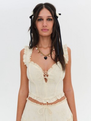 Beige For Love & Lemons Gigi Corset Top | US-IHZF13907