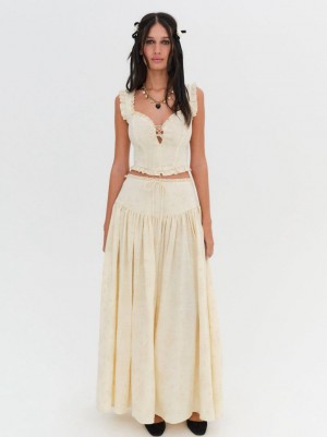 Beige For Love & Lemons Gigi Maxi Skirt | US-LWXJ35478