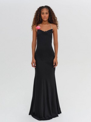 Black For Love & Lemons Brigette Gown Maxi Dress | US-GJAY52308