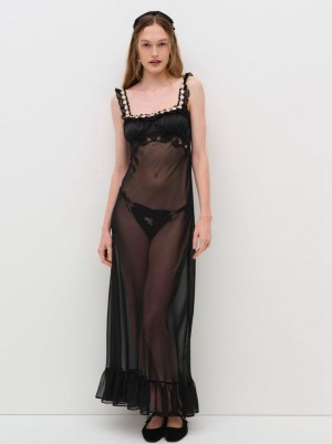 Black For Love & Lemons Gertrude Slip Dress | US-LCGZ46359