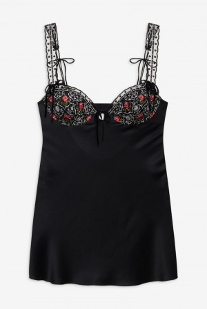 Black For Love & Lemons Loretta Slip Dress | US-INQL31409