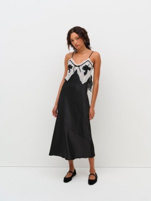 Black For Love & Lemons Maeve Slip Dress | US-PFQD26784