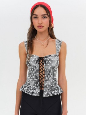 Black For Love & Lemons Mimi Corset Top | US-WFQB9634