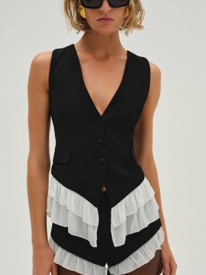 Black For Love & Lemons Noemie Vest | US-PRFX32179