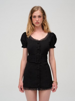 Black For Love & Lemons Shawna Mini Dress | US-GBPY65731