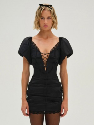 Black For Love & Lemons Singrid Mini Dress | US-KSQA69152