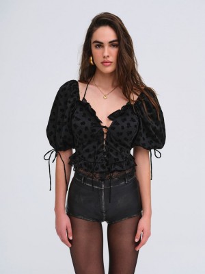 Black For Love & Lemons Sutton Top | US-LONS63980