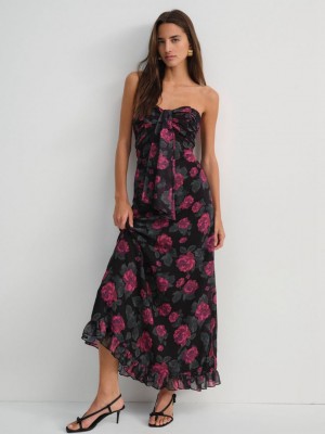 Black For Love & Lemons Teagan Maxi Dress | US-FNPM57129