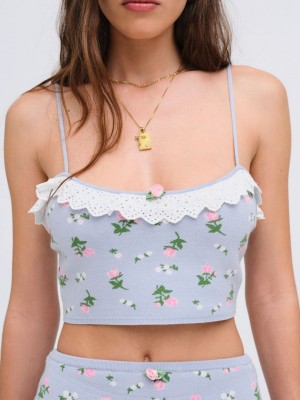 Blue For Love & Lemons Amalia Knit Crop Top | US-WFPA70318