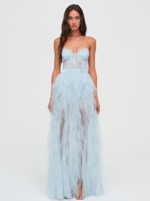 Blue For Love & Lemons Bustier Gown Maxi Dress | US-TMSY59186