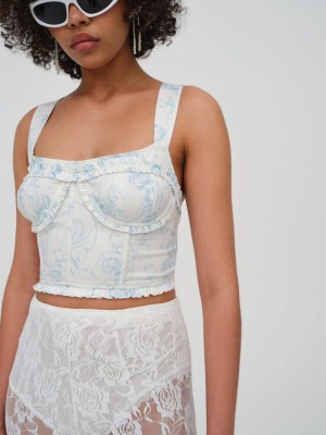 Blue For Love & Lemons Chantal Denim Corset Top | US-FJEA98201