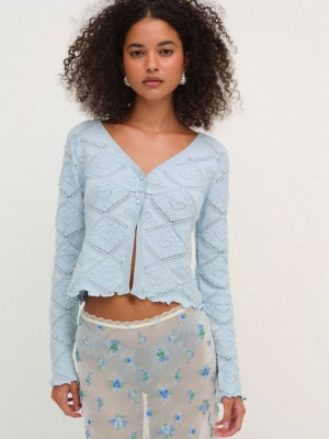 Blue For Love & Lemons Coco Knit Cardigan | US-PATD24713