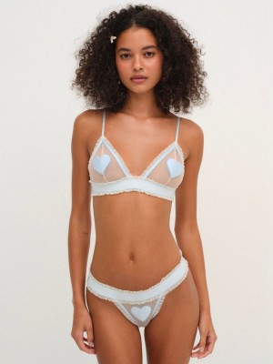 Blue For Love & Lemons Heart Applique Thong | US-LQKE46835