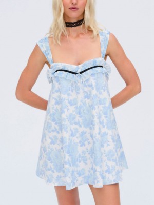 Blue For Love & Lemons Oliver Mini Dress | US-AODK85962