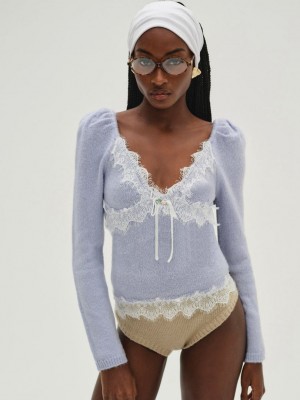 Blue For Love & Lemons Rosaleen Knit Top | US-DNMU10648