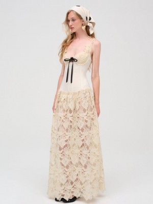 Cream For Love & Lemons Coco Lace Maxi Dress | US-TSZL5794