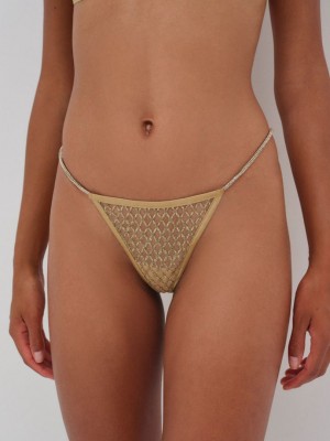 Gold For Love & Lemons Glitter Thong | US-UOAC64913