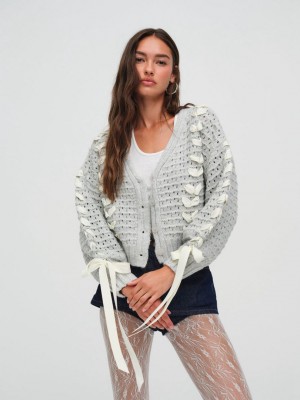 Grey For Love & Lemons Laurel Oversized Cardigan | US-CSXA18523