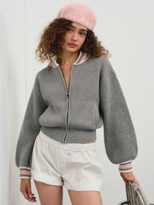 Grey For Love & Lemons Petra Knit Jacket | US-SRTO12758