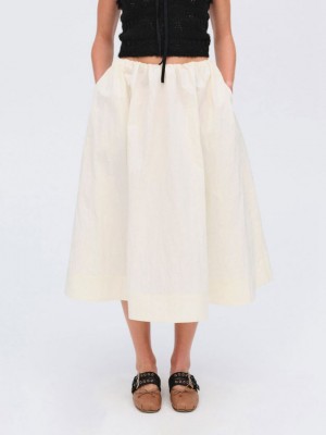 Ivory For Love & Lemons Billie Poplin Midi Skirt | US-ZSEA6853