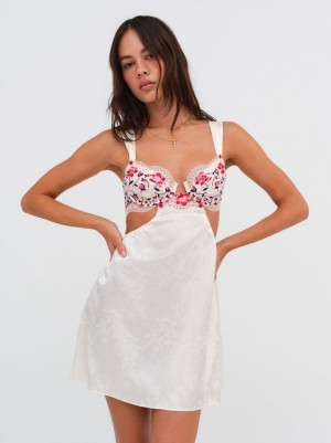 Ivory For Love & Lemons Festival Rose Slip Dress | US-VEIR21946