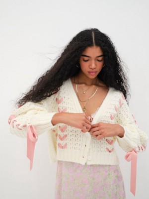 Ivory For Love & Lemons Laurel Oversized Cardigan | US-RHLV61280