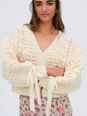 Ivory For Love & Lemons Laurel Oversized Cardigan | US-ENJT68137