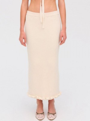 Ivory For Love & Lemons Rey Knit Midi Skirt | US-CGYL14059