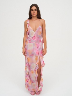 Pink For Love & Lemons Beate Maxi Dress | US-FYIG60937