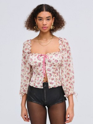 Pink For Love & Lemons Etienne Top | US-FPJN47519