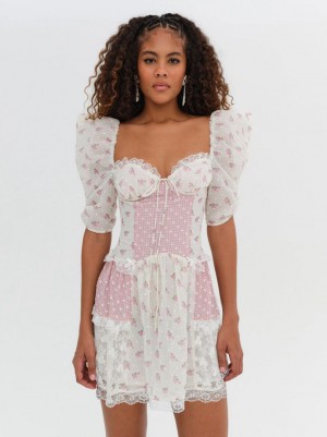 Pink For Love & Lemons Francine Mini Dress | US-JQCV29714