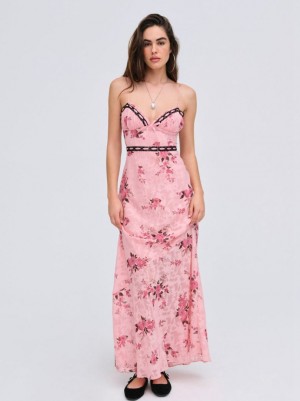 Pink For Love & Lemons Guinevere Maxi Dress | US-VDXN92583