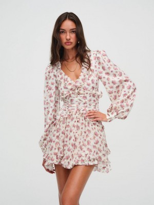 Pink For Love & Lemons Jayleen Mini Dress | US-HEJP85714