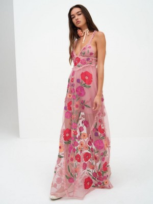 Pink For Love & Lemons Kaylee Maxi Dress | US-ATCU49567