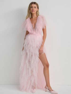 Pink For Love & Lemons Maxine Gown Maxi Dress | US-UBOQ39562