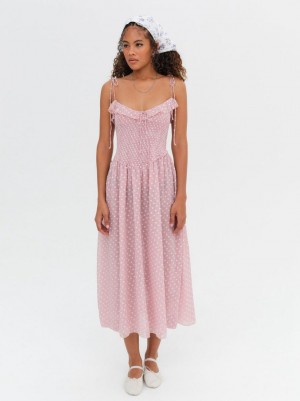 Pink For Love & Lemons Maxine Midi Dress | US-FWMQ73840