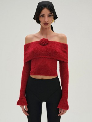 Red For Love & Lemons Aspen Knit Top | US-IAWF15426