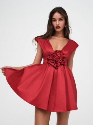 Red For Love & Lemons Rose Mini Dress | US-ZVIS34780