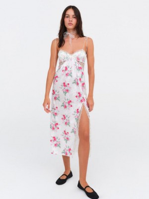 White For Love & Lemons Babys Breath Slip Dress | US-UVJX94735