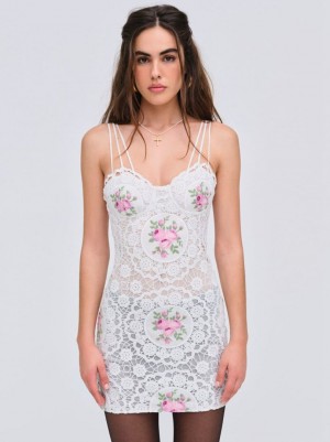 White For Love & Lemons Bordeaux Mini Dress | US-EFYM1395