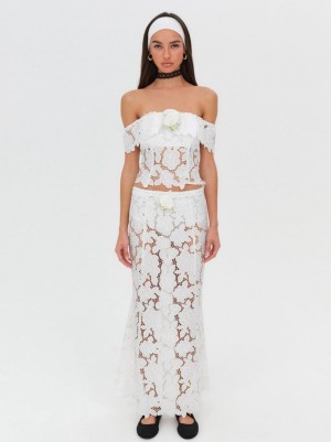 White For Love & Lemons Claudia Maxi Skirt | US-GYPE8791