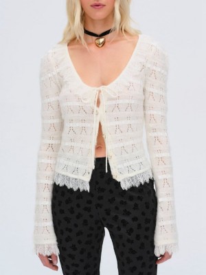 White For Love & Lemons Jayla Cardigan | US-VXOM48571