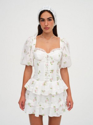 White For Love & Lemons Kinsley Mini Dress | US-GCJU65321