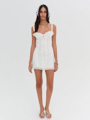 White For Love & Lemons Mandy Mini Dress | US-XNTA58093