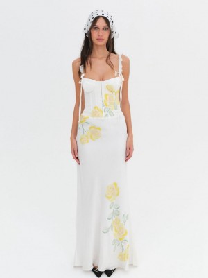 White For Love & Lemons Millie Maxi Dress | US-QJDN23497