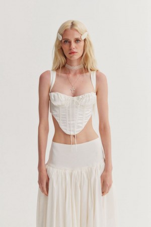 White For Love & Lemons Nelly Corset Top | US-OURY9231