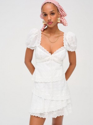 White For Love & Lemons Rosalyn Mini Dress | US-EYFP54736