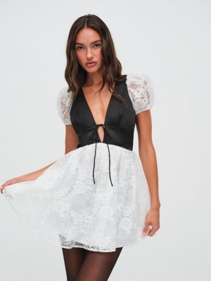 White For Love & Lemons Sonja Mini Dress | US-MVYA74082