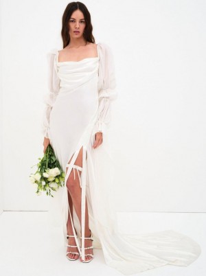 White For Love & Lemons Willow Bridal Gown Maxi Dress | US-EZSQ18265